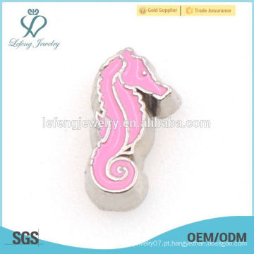 2015 Cute Pink SEA HORSE Animal encantos para a vida Memory Glass Floating Lockets